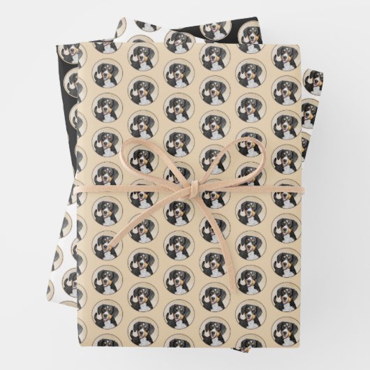 エンツレブチャーマウンテン絵画ドッグのオリジナルドッグアート ラッピングペーパーシート (インサイチュ)