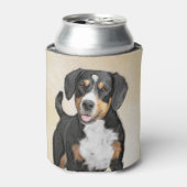 エンツレブチャーマウンテン絵画ドッグズ – オリジナルアート 缶クーラー (缶正面)