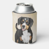 エンツレブチャーマウンテン絵画ドッグズ – オリジナルアート 缶クーラー (缶裏面)