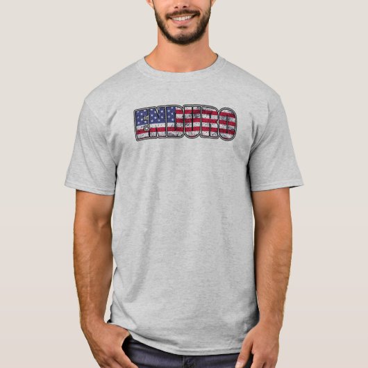 エンデューロマウンテンサイクリングアメリカ国旗 Tシャツ (正面)