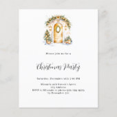 エントランスグリーン金ゴールドクリスマスパーティの招待状 (正面)