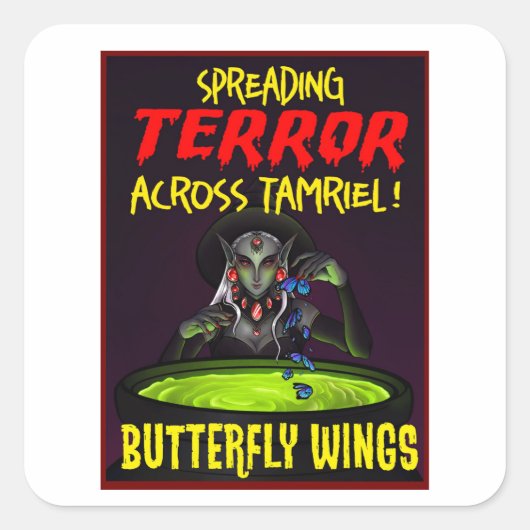 エントロピーオリジナル公式BW不気味ステッカー警告! スクエアシール (正面)