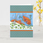 エンドウ豆で大声で叫ぶ悪いおもしろいヤム、感謝の食事 カード (黄色い花)