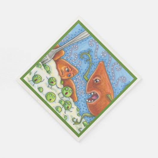 エンドウ豆で大声で叫ぶ悪いおもしろいヤム、感謝の食事 スタンダードランチョンナプキン (角)