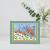 エンドウ豆で大声で叫ぶ悪いおもしろいヤム、感謝の食事 ポストカード (スタンド正面)