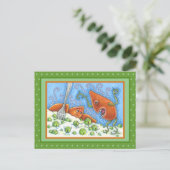 エンドウ豆で大声で叫ぶ悪いおもしろいヤム、感謝の食事 ポストカード (スタンド正面)