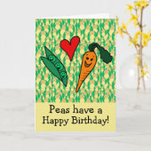 エンドウ豆とニンジンかわいい子供のハッピーバースデーカード カード (黄色い花)