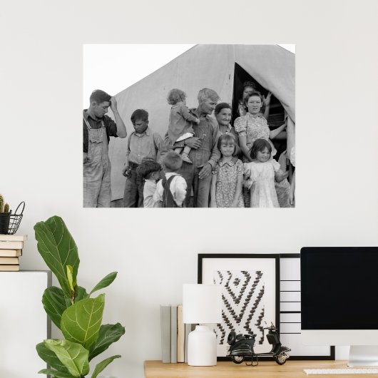 エンドウ豆の収穫の間の移住ファミリー – 1939年 ポスター (ホームオフィス)