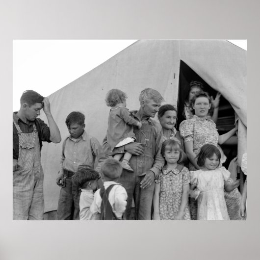 エンドウ豆の収穫の間の移住ファミリー – 1939年 ポスター (正面)