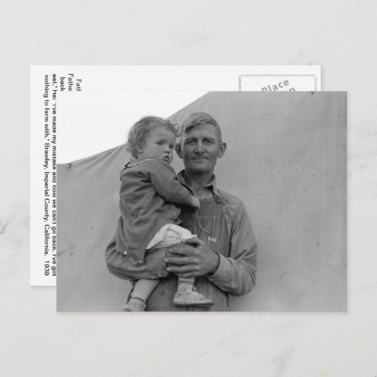 エンドウ豆の収穫の間の移住ファミリー – 1939年 ポストカード (正面/裏面)