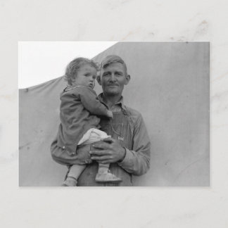 エンドウ豆の収穫の間の移住ファミリー – 1939年 ポストカード