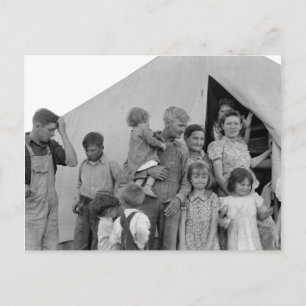 エンドウ豆の収穫の間の移住性家族 -- 1939年 ポストカード