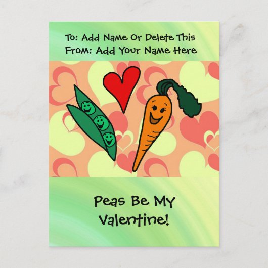 エンドウ豆は私のバレンタインです シーズンポストカード (正面)
