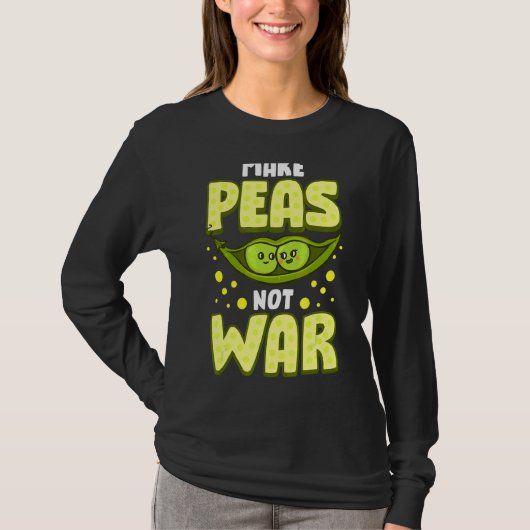エンドウ豆を戦争ではなく野菜パンのビーガン Tシャツ (正面)
