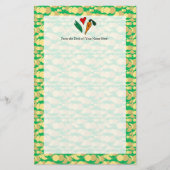 エンドウ豆愛にんじん、かわいい緑およびオレンジデザイン 便箋 (正面)