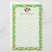 エンドウ豆愛にんじん、かわいい緑およびオレンジデザイン 便箋 (正面/裏面)