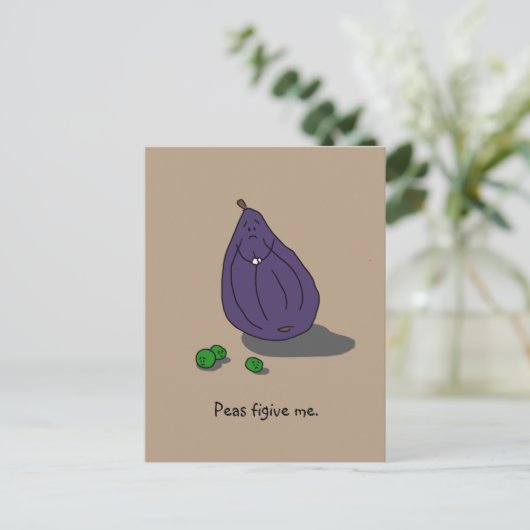 "エンドウ豆Figive私" (私を許して下さい)郵便はがき ポストカード (スタンド正面)