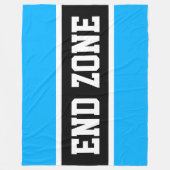 エンドゾーンスカイブルー白黒アスレチックストライプ フリースブランケット (正面)