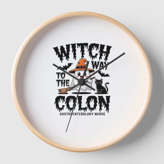 エンドナースハロウィーン胃腸ナース幽霊 壁時計 (正面)