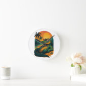 エンドレスサマーワニ – レトロ ラウンド壁時計 (ホーム)