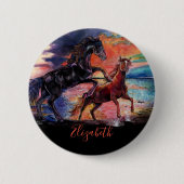 エンドレススカイウォーターカラーウマ名前をカスタムする 缶バッジ (正面)