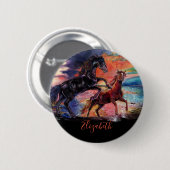 エンドレススカイウォーターカラーウマ名前をカスタムする 缶バッジ (正面&裏面)