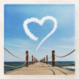 エンドレスパスハート型クラウド ガラスコースター