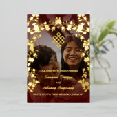 エンドレス結婚ノットのフォトゴールドフォイル招待状 箔招待状 (立ち正面)