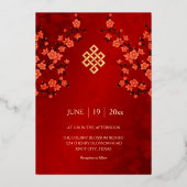 エンドレス結婚ノットのフォトゴールドフォイル招待状 箔招待状 (裏面)