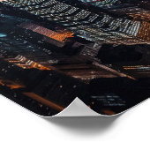 エンパイアステート建物が夜にライトアップ ポスター (角)