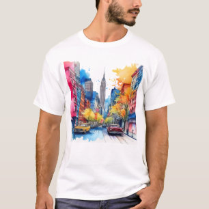 エンパイアステート建物カラフルとニューヨーク Tシャツ
