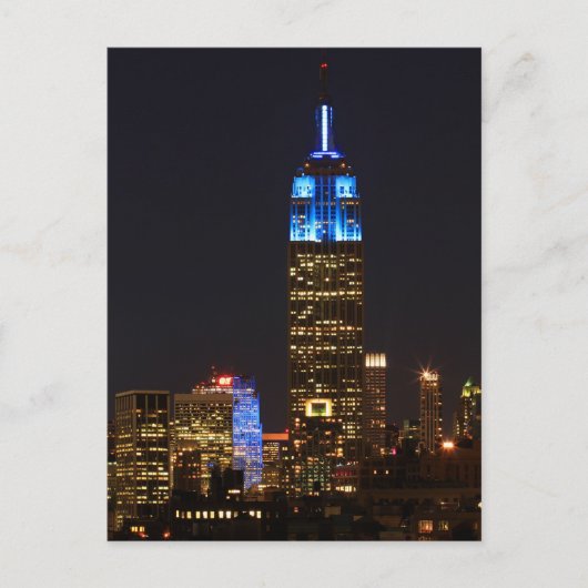 エンパイアステート建物30 Rock in blue for Autism 2 ポストカード (正面)