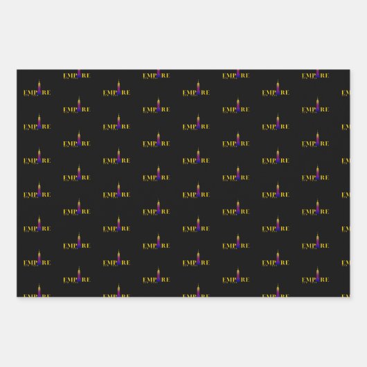 エンパイアステート建物 – ニューヨーク鮮やか金ゴールド ラッピングペーパーシート (正面3)