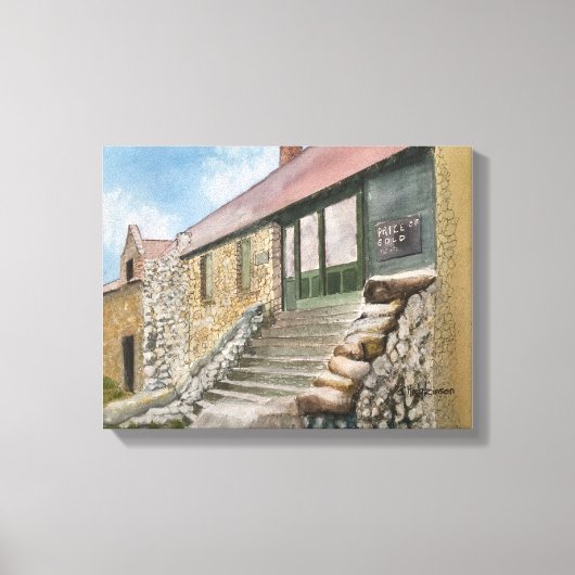 エンパイアミン、ネバダシティ、カリフォルニア、水彩画 キャンバスプリント (正面)