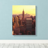 エンパイア・ステートのあるニューヨークのスカイライン都市 キャンバスプリント (インサイチュ (ウッドフロア))