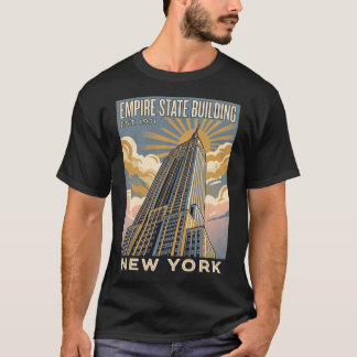 エンパイア・ステート・ビルディング ニューヨーク ヴィンテージ トラベル ポスト Tシャツ