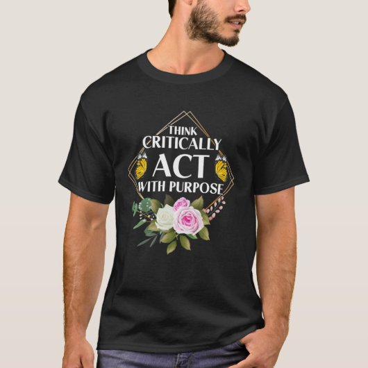 エンパワメント花考え蝶批判的 Tシャツ (正面)