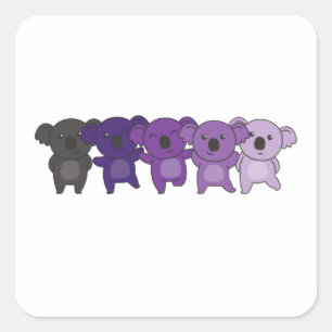 エンビアンフラッグプライドLgbtqかわいいコアラ広場ステッカー スクエアシール