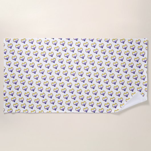 エンビープライドハートパターンビーチタオル ビーチタオル (正面)