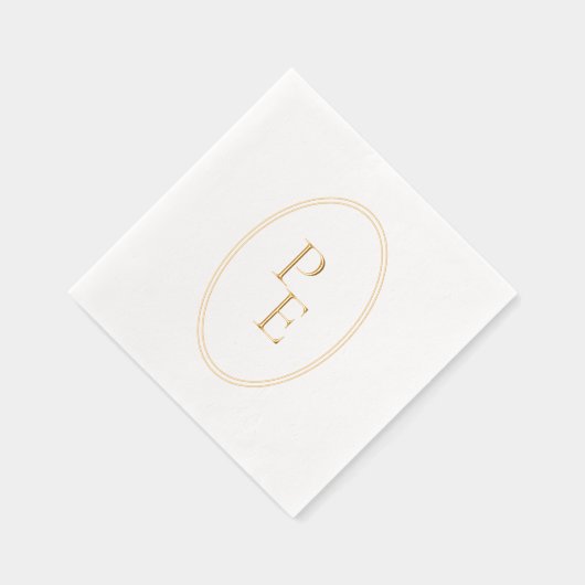 エンブレムエレガントダブルオーバルラグジュアリーモノグラモダンム 箔ナプキン (右)