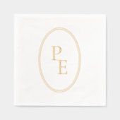 エンブレムエレガントダブルオーバルラグジュアリーモノグラモダンム 箔ナプキン (正面)