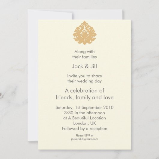 エンブレム(金ゴールド)5 x 7 招待状 (正面)