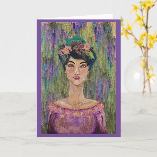 エンプレスアメジストアジア貴族女性クイーン カード (黄色い花)