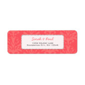 エンベルグローピンキッシュコーラルダマスク差出人住所 ラベル (正面)