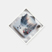 エンベロープの冬の森のシーン スタンダードカクテルナプキン (角)