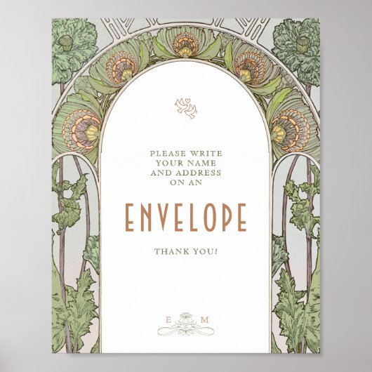 エンベロープサインゲストレビューヴィンテージアールヌーボーバイミュシャ ポスター (正面)