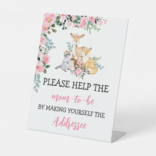 エンベロープステーションのサイン赤ちゃんシャワーウッドランドガール 台座サイン (正面)