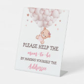 エンベロープステーションのサイン赤ちゃんシャワー女の子Bearly Wait 台座サイン (正面)