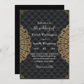 エンベロープブラックラグジュアリー結婚式招待状 招待状 (正面/裏面)