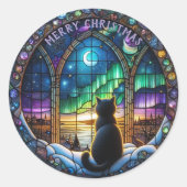 エンベロープラウンドステッカーセット、冬の夜 ラウンドシール (正面)